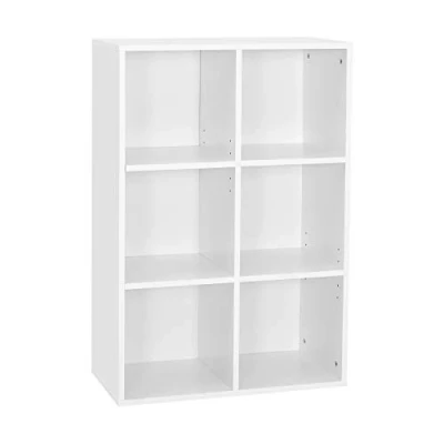 Imagen de Mondeer Estantería Librería, Pared de Madera con 6 Cubos Ordenado para Libros CD Juguetes Blanco 60.5 * 30.3 90cm