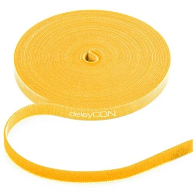 Imagen de deleyCON Rollo de cable velcro con amplia gestión cables 10 meters Amarillo