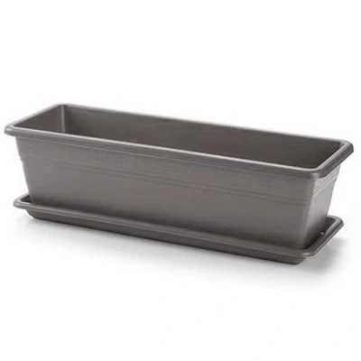 Imagen de AC Jardinera con Plato Fabricado en Polipropileno PLFT Macetero para Jardin Maceta Plantas y Flores Rectangular de Plástico Agujeros Drenaje 50 cm Color Antracita