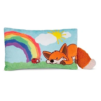 Imagen de NICI Cojín Zorro Fridalie 43x25cm Azul Almohada sostenible y mullida, niñas, bebés Amantes de los Peluches, Ideal para casa, la guardería o Viaje, Estampado Animal, Color (49163)