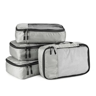 Imagen de Amazon Basics Organizador Para Maletas, Organizadores de Viaje, con Cremallera, Juego 4 Bolsas, Pequeño, Gris