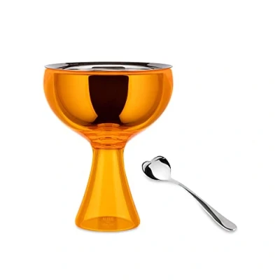Imagen de Alessi Big Love AMMI01S O Set con Copa para Helado en Acero Inoxidable 18/10 y Resina Termoplástica Cuchara Brillante, Anaranjado