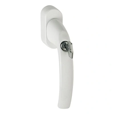 Imagen de HOPPE 10763968 Tirador de ventana seguridad Atlanta Secustik con cierre 45, VK 7 x 32 42 mm, blanco mayor protección contra robos cilindro bloqueo