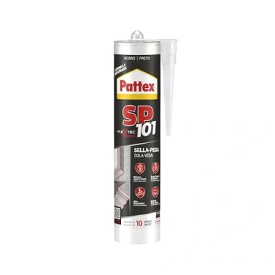Imagen de Pattex SP101 Original, adhesivo sellador para interiores y exteriores, polímero negro multimaterial, de juntas en cartucho, 1 x 280 ml