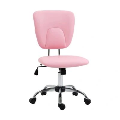 Imagen de Vinsetto Silla de Oficina sin Reposabrazos Escritorio Juveniles con Altura Ajustable y Función Inclinación Carga 120 kg 50x54x87,5 96,5 cm Rosa