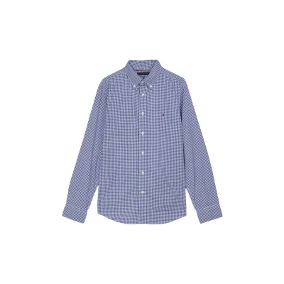 Imagen de Tommy Hilfiger Flex Poplin Gingham RF Shirt MW0MW37548 Camisa L/S, Blue (Wedge Blue/Optic White), S para Hombre