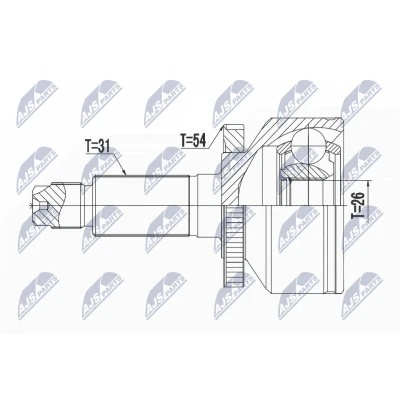 Imagen de NTY NPZ KA 365 Junta Homocinética Eje delantero, lado de rueda con anillo sensor ABS KIA: CARNIVAL / GRAND 3