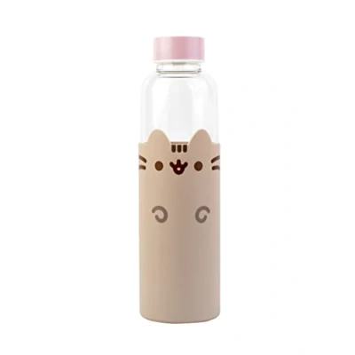 Imagen de Grupo Erik Botella agua Pusheen cristal resistente con funda protectora termica 500ml niños sin BPA/Botella de reutilizable niña