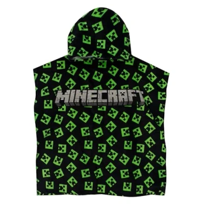 Imagen de Minecraft Poncho De Toalla Capucha Niño Talla Unica Negro