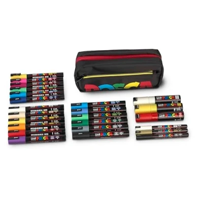 Imagen de Faber Castell uni ball 205088 Juego de rotuladores POSCA XXL, 24 y una riñonera, para trabajo, hobby tiempo libre
