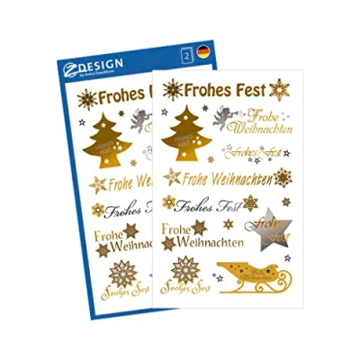 Imagen de Avery Zweckform 52771 Navidad Pegatinas, 36 color Frohes Fest dorado