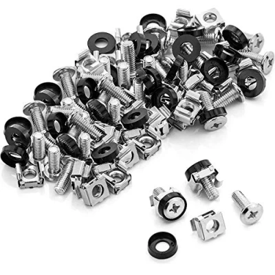 Imagen de MMOBIEL 50 Paquete de Tuercas, Tornillos y Arandelas Jaula M6 x 16mm Montaje en Bastidor para armarios servidores