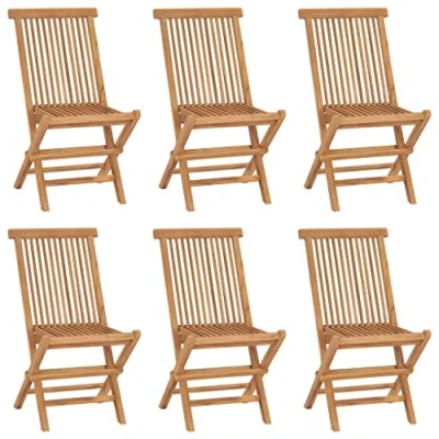Imagen de vidaXL 6X Madera Maciza de Teca Sillas Jardín Plegables Asiento Butaca Patio Terraza Balcón Comedor Muebles Mobiliario Exterior Duradero
