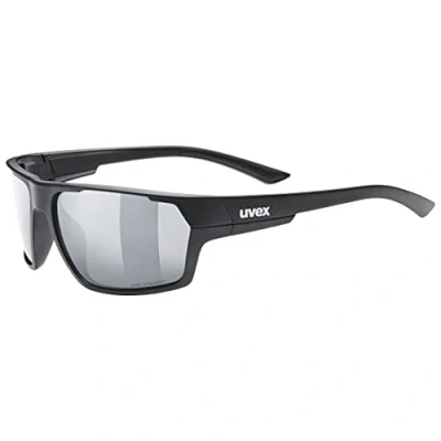 Imagen de uvex sportstyle 233 P, gafas deportivas unisex, polarizadas, de espejo, black matt/silver, one size