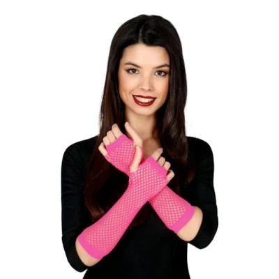 Imagen de FIESTAS GUIRCA Guantes Malla Fucsia Neon 26 CMS.