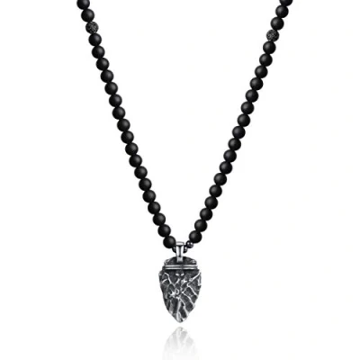 Imagen de COAI Collar de Ónice Negro Mate Piedra Natural con Colgante Punta Flecha para Hombre