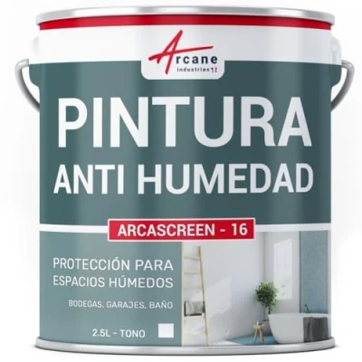 Imagen de Pintura ANTI HUMEDAD para paredes húmedas de baño o sótano: ARCASCREEN 2.5 L (hasta 10 m²) ARCANE INDUSTRIES
