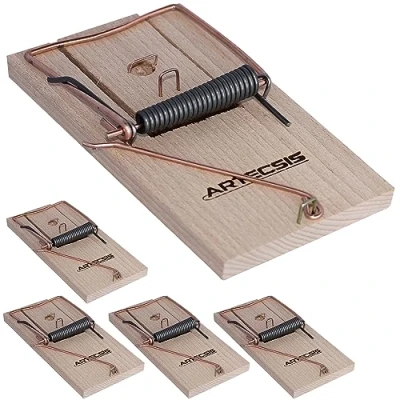 Imagen de ARTECSIS Juego de 5 trampas para Ratas, Gran matapete Madera, 16,5 x 8,5 cm, Reutilizable y eficaz