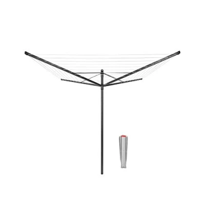 Imagen de Brabantia Tendedero Rotary Lift O Matic con Soporte para jardín Ajustarlo fácilmente a tu Altura Cuerdas resisitentes los Rayos UV Antideslizantes Gira Facilidad Anthracite 50m