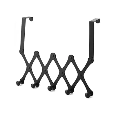 Imagen de QWORK gancho puerta, perchero colgador 5 ganchos, acero inoxidable, para colgar abrigo, bolso, sombrero, toalla