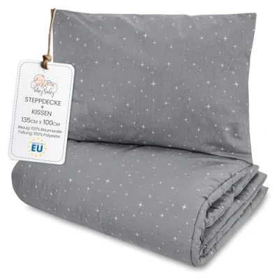 Imagen de Totsy Baby Edredon Relleno nordico Cama Infantil Algodón 100x135 Bebe rellena Juego de Manta 100 x 135 cm con Almohada 40 60 por niños e niñas Galaxia