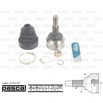 Imagen de PASCAL G1Y011PC Junta Homocinética lado de rueda JEEP: GRAND CHEROKEE 3, Commander