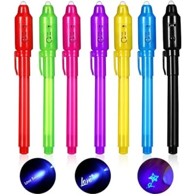 Imagen de Oderra 7 Piezas Boligrafo Tinta Invisible, para Escribir mensajes secretos y niños fiestas Regalos Fiesta Cumpleaños Infantil