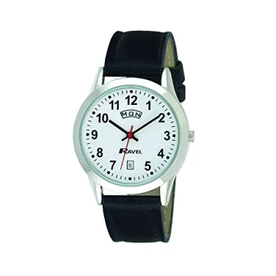 Imagen de Ravel Reloj Mujer con Calendario de día y Fecha Cuarzo Analógico R0706.20.2 Negro/Color Plata/Esfera Blanca