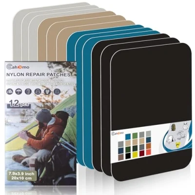 Imagen de Parche autoadhesivo de nailon, Cahomo 12 piezas 20X10 cm Parches reparación Nylon, impermeable autoadhesivo, para chaquetas, tiendas campaña, paraguas Color B