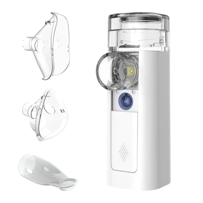 Imagen de mini Air 360+ Nebulizador mesh portátil silenciosa Para adultos y niños aliviar la tos el resfriado 2 mascarillas boquilla incluidas, recargable mediante micro USB Distribuido por OMRON