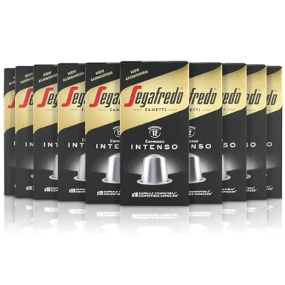 Imagen de Segafredo Zanetti 100 Cápsulas de Aluminio Compatibles con Nespresso Café Intenso Sabor Completo y Persistente (10 Cajas 10 Cápsulas) Adecuadas para Máquinas Original