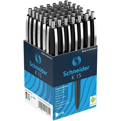 Imagen de Schneider Ballpen Paquete de 50 bolígrafos bola retráctil, negro