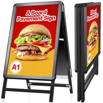 Imagen de VAIIGO a Board marco para letrero de pavimento Tablero doble cara A1 con aluminio presión carteles al aire libre, soporte menú publicidad,