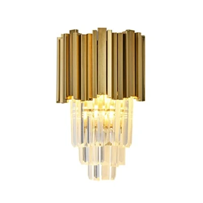 Imagen de NICRX Aplique de pared cristal y base dorada E14, lámpara moderna, luz