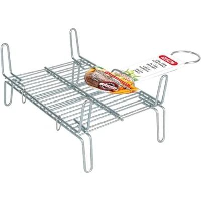 Imagen de Algon Parrilla Barbacoa 20x25 Acero Inoxidable Zincado Gris Metalizado con Cierre de Seguridad Ideal para Asar Carnes y Verduras Resistente Duradera Exterior