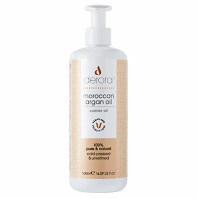 Imagen de Derora Aceite de Argán Marroquí Nutre Piel, Cabello y Uñas, Antienvejecimiento, 100% Puro, Prensado en Frío Sin Refinar, Natural, Antioxidante Rico Omega 6 Vitamina E (500ml)