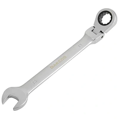 Imagen de DAKCOS Llave fija con carraca 13mm de trinquete articulada combinada cabeza flexible 180 Grados, Cr V