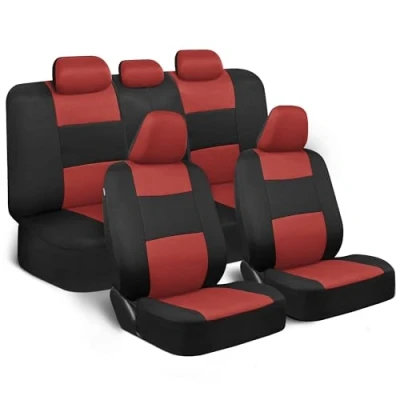 Imagen de BDK PolyPro Set Completo de Fundas Asiento Coche para Asientos Delanteros y Traseros Tipo Banco Dividido, fáciles Instalar, Accesorios Camiones, Furgonetas SUV, Terracota sobre Negro