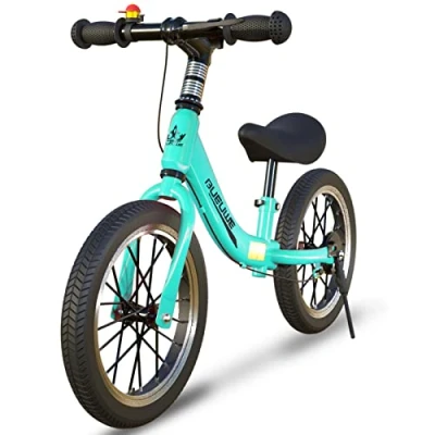Imagen de GASLIKE Bicicleta Sin Pedales para Niños de 3 7 Años, Ruedas 16 Pulgadas con Freno, Caballete, Asiento Ajustable y Timbre, hasta 45 kg, Regalo Niña Niños, Verde