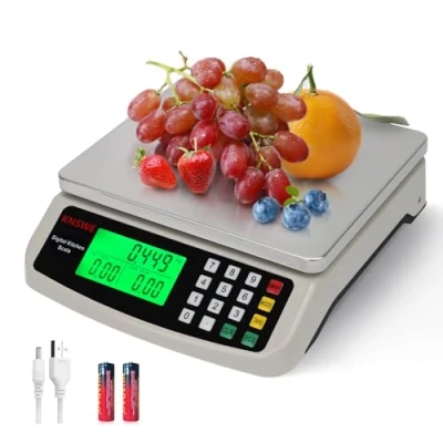Imagen de KNSWE Bascula Grande Peso de Cocina Digital 10kg Acero Inoxidable Balanza Precision 1g Función Tara Conteo Cero Para Hogar y Repostería Electrodomesticos Báscula Kilogramos Libras Onza