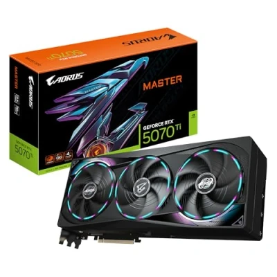 Imagen de Gigabyte AORUS GeForce RTX 5070 Ti Master 16G Tarjeta Gráfica 16GB GDDR7, 256 bits, PCI E 5.0, 2670 MHz Core Clock, 3 x DP 2.1a, 1 HDMI 2.1b, NVIDIA DLSS 4, GV N507TAORUS M 16GD