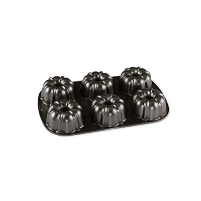 Imagen de Nordic Ware molde original Bundtlette de aluminio fundido, mini bundt lata, para tartas 6 pasteles, color grafito