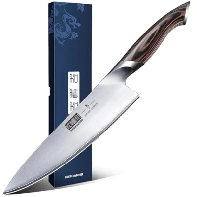 Imagen de HOSHANHO Cuchillo de Cocina 20 cm, Chef Profesional Inoxidable Alemán, Cuchillos Cocinero Súper Afilada para