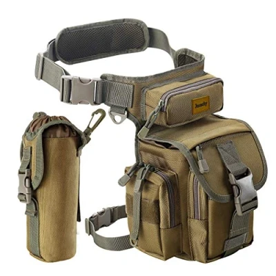 Imagen de Jueachy Bolsa Pierna Moto, Riñonera Táctical Militar Impermeable Multifuncional con Correas Ajustables y Botellas Bolsa, Bolso Hombre Mujere Riñoneras para Correr Pesca Senderismo Deporte