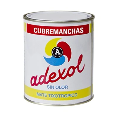 Imagen de Rayt 031 81 Adexol: Pintura cubremanchas. Color blanco mate. Secado rápido. Sin olor. Cubre manchas de grasa, agua, hollín, óxido, nicotina, etc. 750 ml