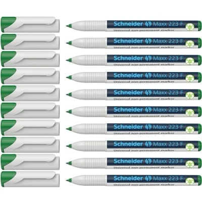 Imagen de Schneider Maxx 223 F Rotulador universal (no permanente, borrado en húmedo, 0,7 mm, 10 unidades), color verde