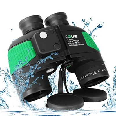 Imagen de ESSLNB Prismáticos Marinos BAK4 Prisma Militares con Iluminado Telémetro Brújula IPX7 100% Impermeable por Caza Observación de Aves Barco para Adultos Niños
