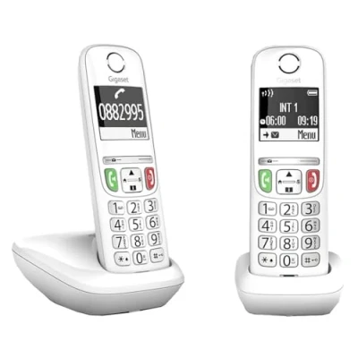 Imagen de Teléfono GIGASET E270, Duo, 100 contactos, Bloqueo de números, Compatible con ayudas auditivas, Blanco