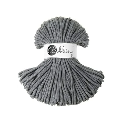 Imagen de Bobbiny Cordón trenzado de macramé 5 mm, 100 % algodón reciclado (acero), 50 m