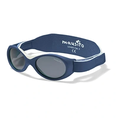 Imagen de Mausito gafas de sol para bebé 0 a 1,5 años, niños y niñas, bebé, sin BPA, 100 % protección UV, banda flexible ajustable, diseño europeo, azul marino, talla única